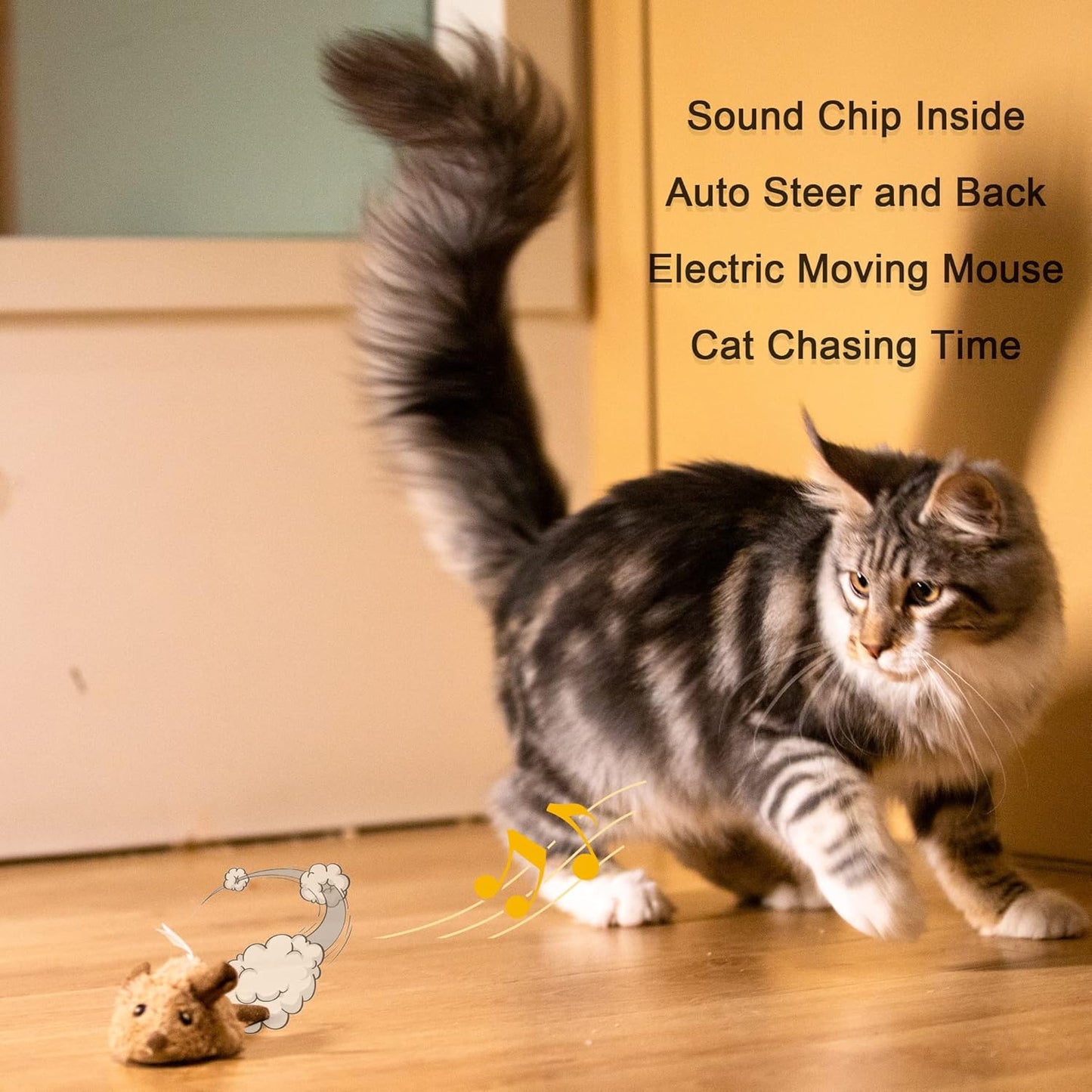 Cat Toys Interective Automatic Moving Mouse Kitten Toys with Real Mice Sound Electric Squeaky Random Moving Kitty Toys for Indoor Cats Chasing Self Play Fun Cat Toy for Boredom