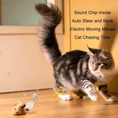 Cat Toys Interective Automatic Moving Mouse Kitten Toys with Real Mice Sound Electric Squeaky Random Moving Kitty Toys for Indoor Cats Chasing Self Play Fun Cat Toy for Boredom