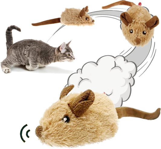 Cat Toys Interective Automatic Moving Mouse Kitten Toys with Real Mice Sound Electric Squeaky Random Moving Kitty Toys for Indoor Cats Chasing Self Play Fun Cat Toy for Boredom